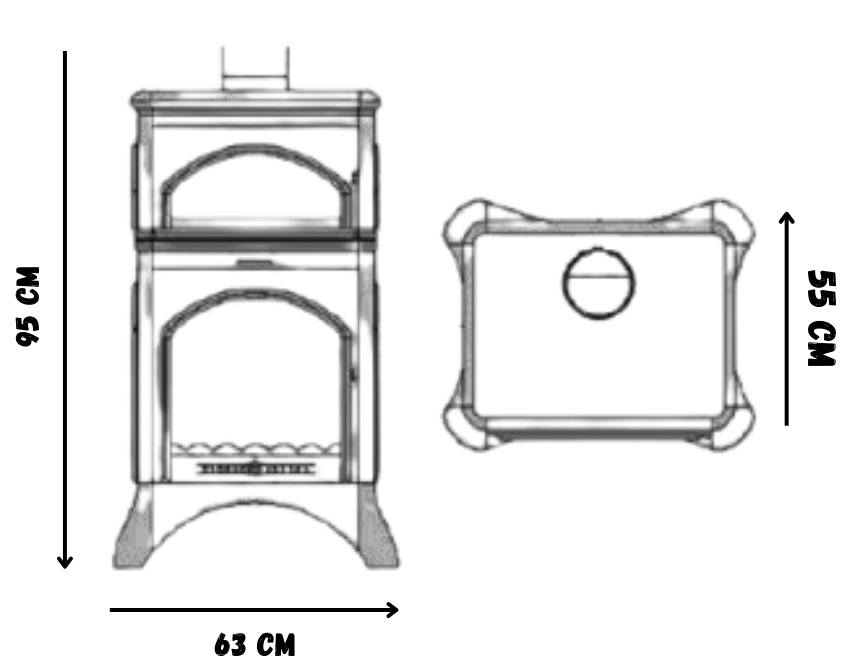 ESTUFA CON HORNO DE HIERRO FUNDIDO MODELO ANTARES