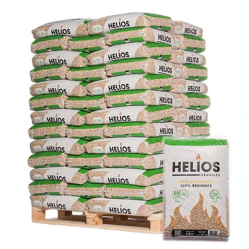 Pellets de madera de alto rendimiento HELIOS – palet 975 kg (65 sacos)