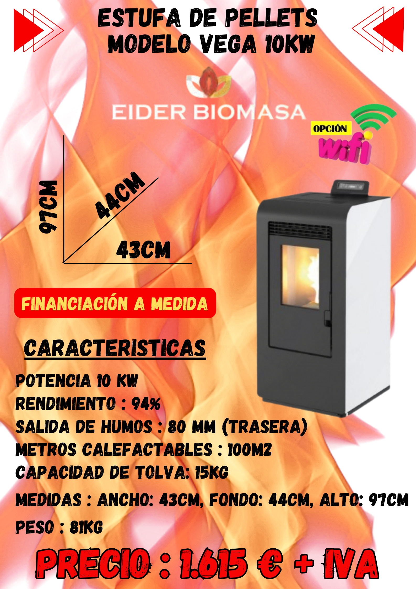ESTUFA DE PELLETS – MODELO VEGA 10KW